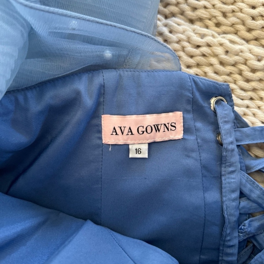 Ava Gowns Blue Mini Pearl Dress 16 / Inspiring